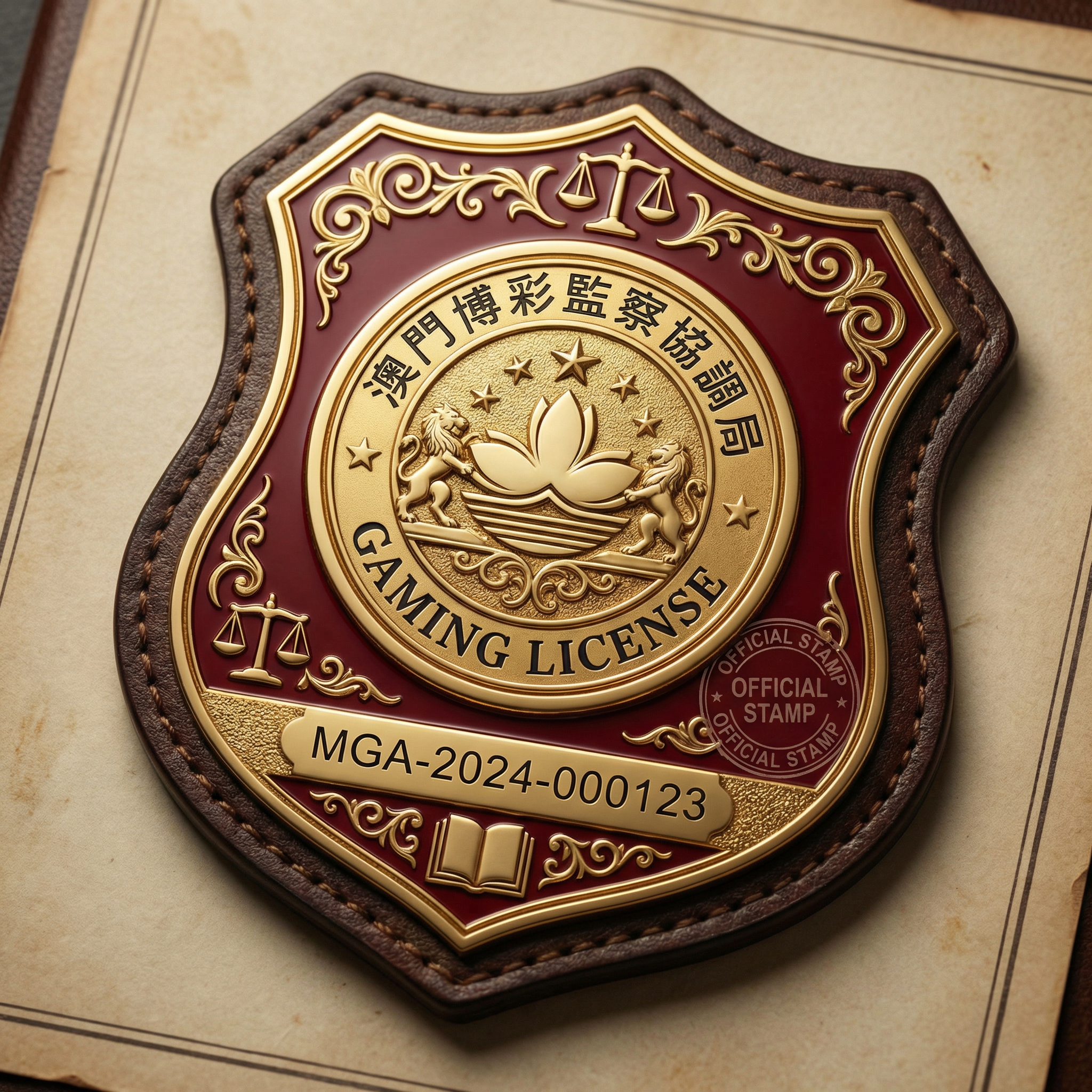 澳门博彩监察协调局颁发的棋牌辅助运营牌照徽章